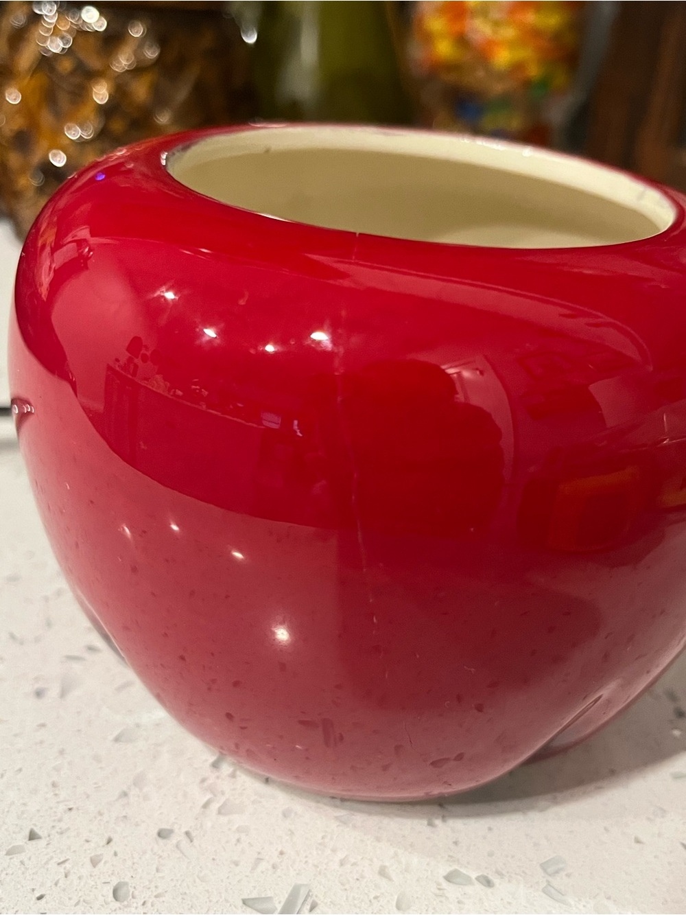 Vintage Red Apple Ceramic Sugar Bowl with Lid and Spoon - Picture 6 of 7